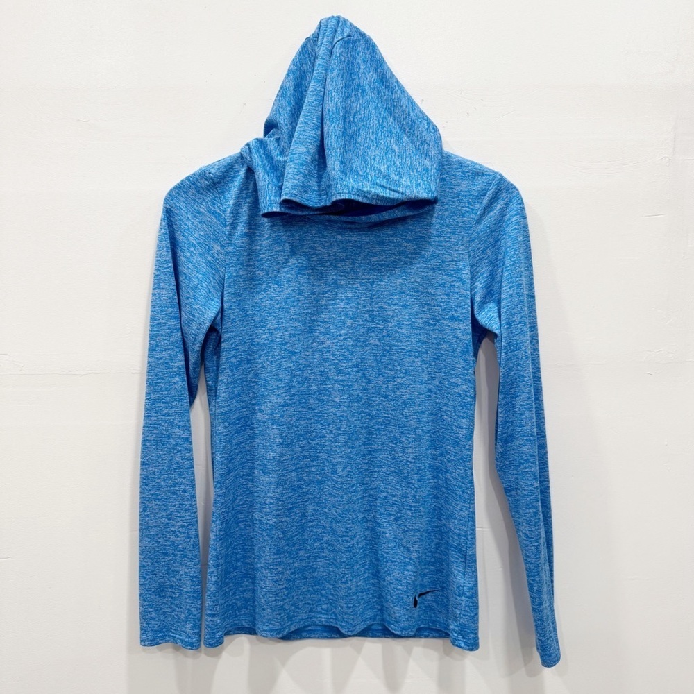 Nike Dri-Fit Long Sleeve Hooded Top Blue X-Small